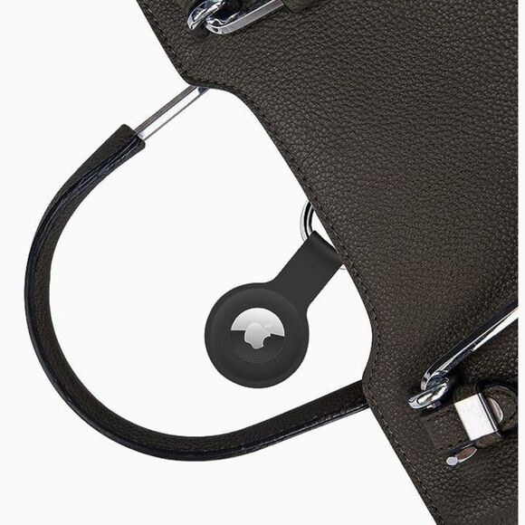 Apple Air Tag Holder Case Cover Black 2 Silicone Sleeve Skin Keychain Ring OrB6 - Picture 5 of 7